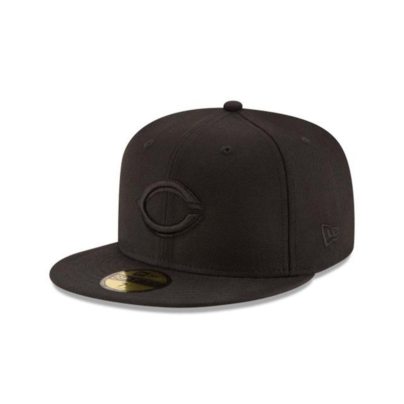 MLB Cincinnati Reds Black On Black 59Fifty Fitted (YEV7359) - Black New Era Caps